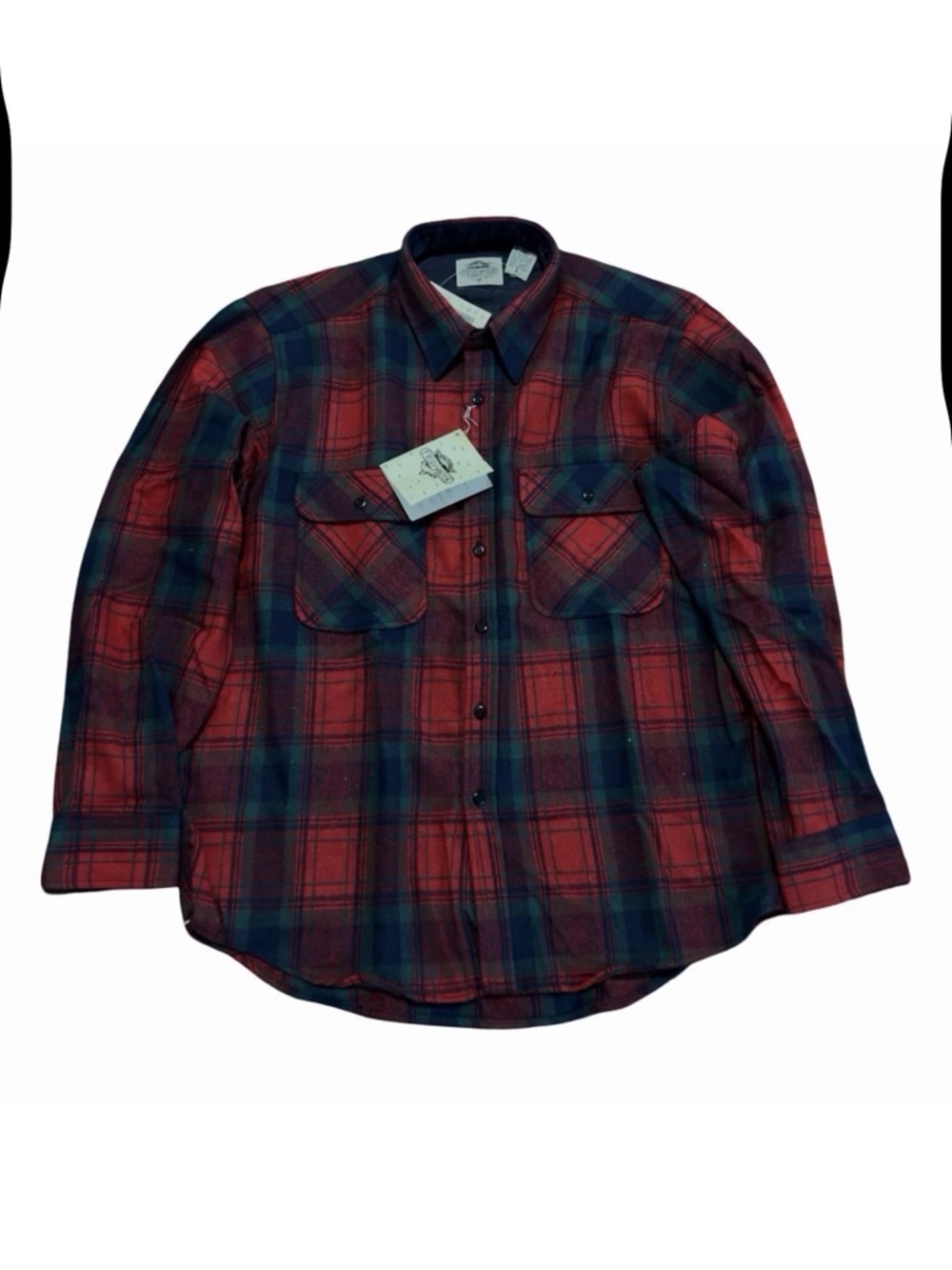 Fieldmaster Men's Vintage Flannel Wool Button Up Red Shirt Size L NWT